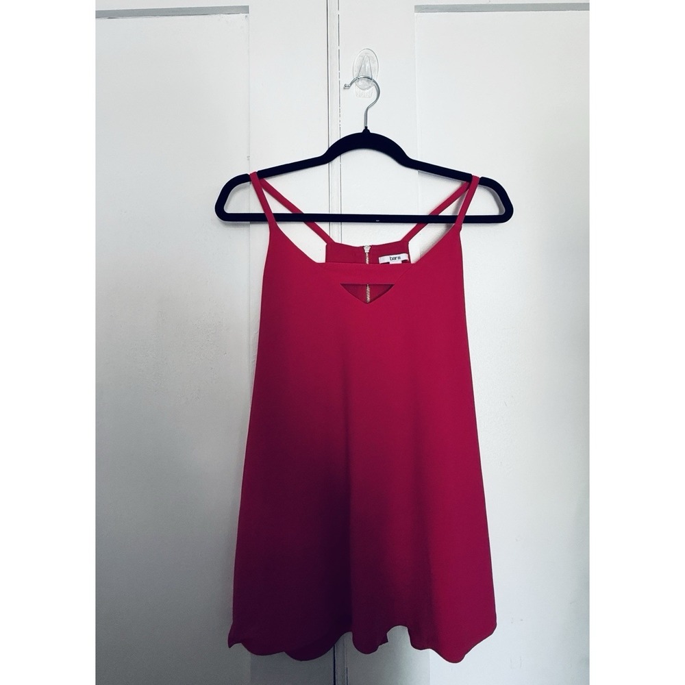 Bar III Womens Medium Pink Sleeveless Shift Dress Keyhole Back Zip Mini Swing